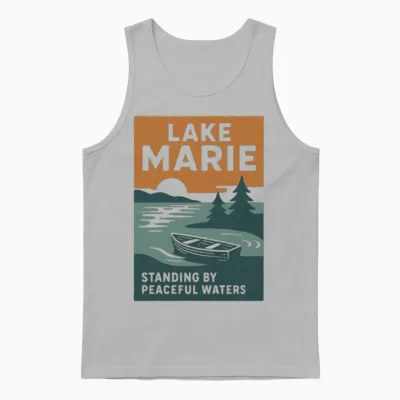 Lake Marie: Standing by Peaceful Waters Unisex Tank Top - Ash