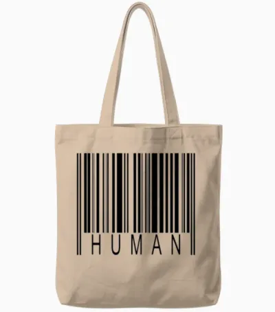 Human Barcode Tote Bags - Natural