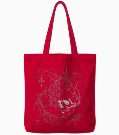 Y2k Grunge Goth Alt Skull Sigilism Vintage Graphic Tote Bags - Red