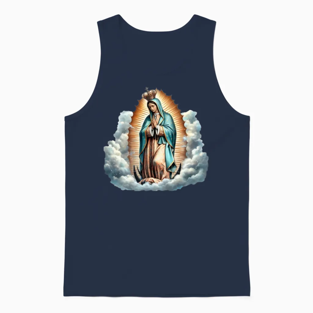 Most Searched Our Lady of Guadalupe Unisex Tank Top in Navy