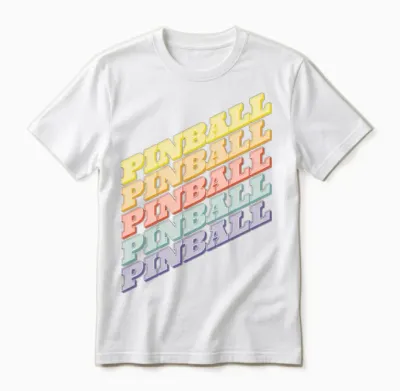 Pinball Retro Typography Dign Unisex T-Shirt - White