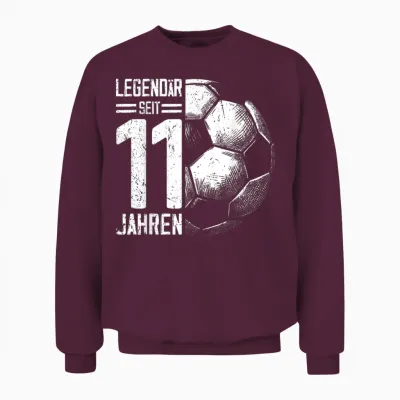 11th Birthday Retro Football Player 11 Years Boy Kids T-Shirt, Black Unisex Sweatshirt - Maroon