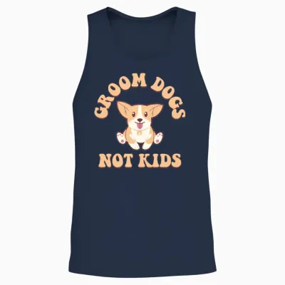 Groom Dogs Not Kids Unisex Tank Top - Navy