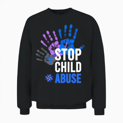 Stop Child Abuse Child Abuse Prevention Awareness Unisex Sweatshirt - Black