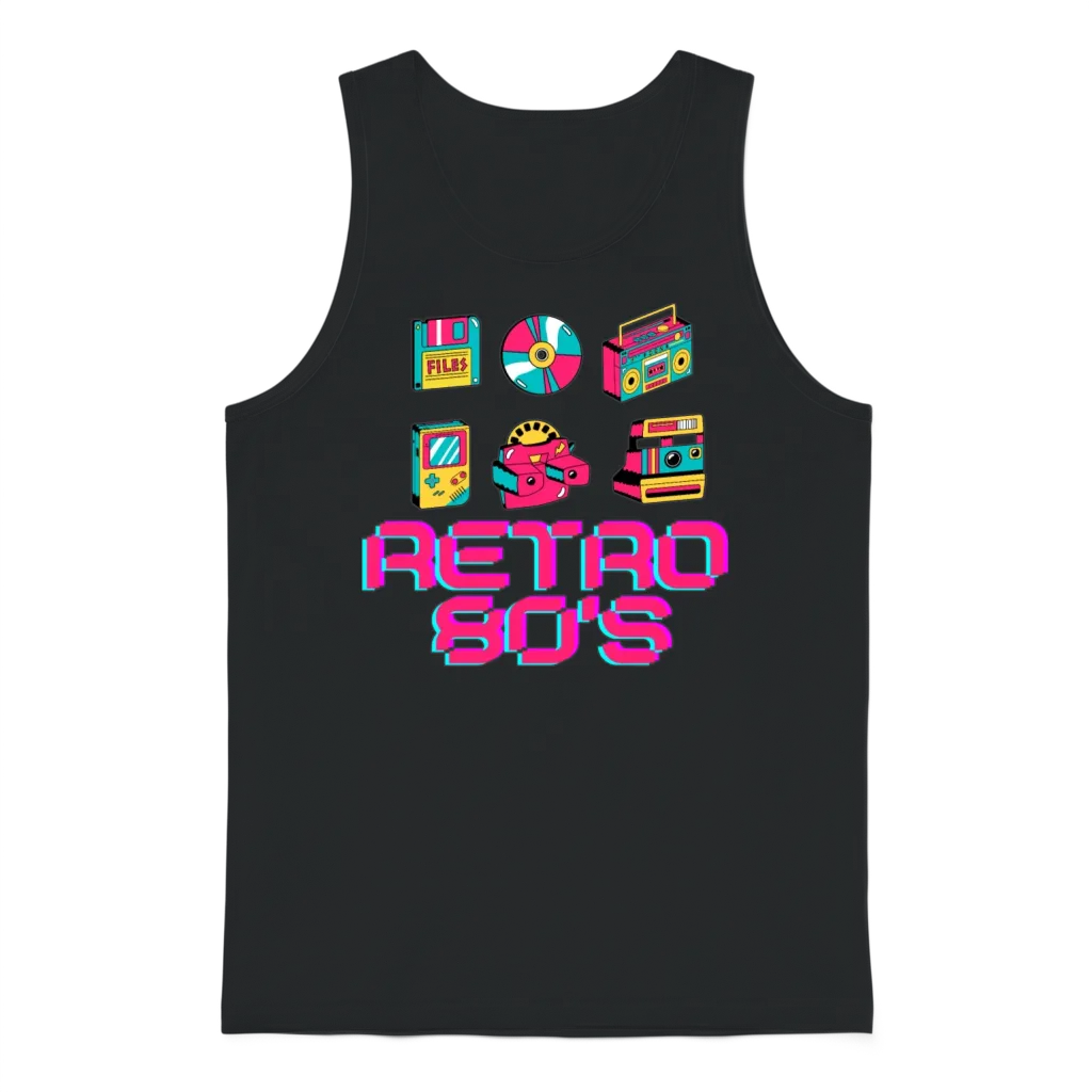 Classic Retro Style Unisex Tank Top - Black