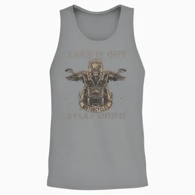 Funny Biker Skeleton Motorcycle Rider - Back Print Unisex Tank Top - Sport Grey