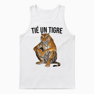 T Shirt Tié Un Tigre Unisex Tank Top - White