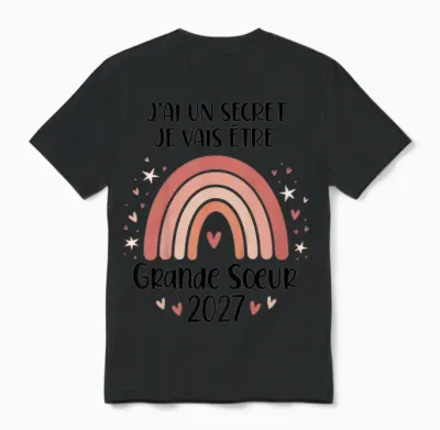 Enfant Future Grande Soeur 2027 Je Vais Etre Grande Soeur Unisex T-Shirt - Black