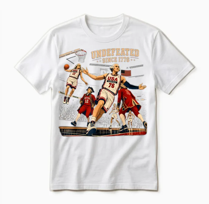 Undefeated Since 1776 Patriotic America 250th Anniversary Unisex T-Shirt in White