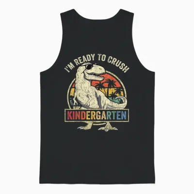 I'm Ready to Crush Kindergarten Back to School Dinosaur Boys Unisex Tank Top - Black