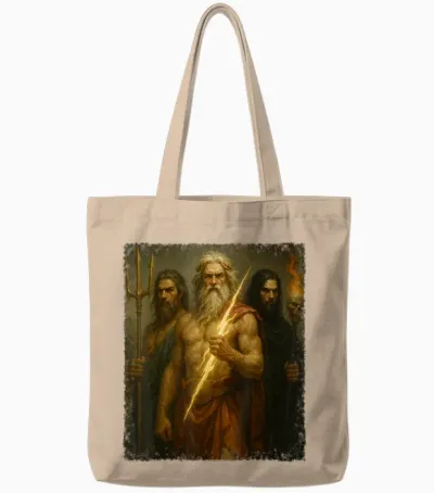 Greek Gods Zeus Poseidon Hades Greek Mythology Tote Bags - Natural