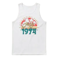 Retro 1974 July Unisex Tank Top - White – 1