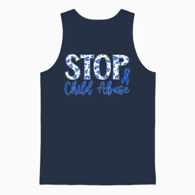 Stop Child Abuse Prevention Month Child Abuse Unisex Tank Top - Navy