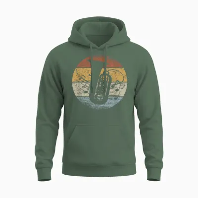 Tubist Orchester Musiker Noten Retro Tuba Unisex Hoodie - Military Green