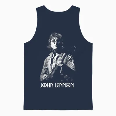 John Lennon - Oversized Portrait Unisex Tank Top - Navy