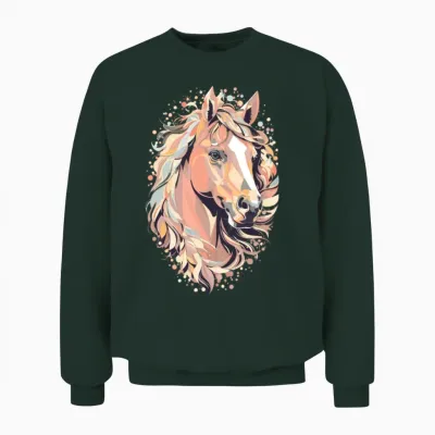 Sweet Horse Design - Colorful Horse Silhouette Unisex Sweatshirt - Forest
