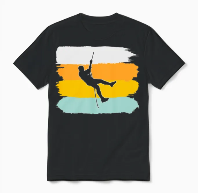 Climbing Retro Unisex T-Shirt in Black