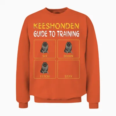 Keeshond Guide Dog Training T-Shirt, Black, S Unisex Sweatshirt - Orange