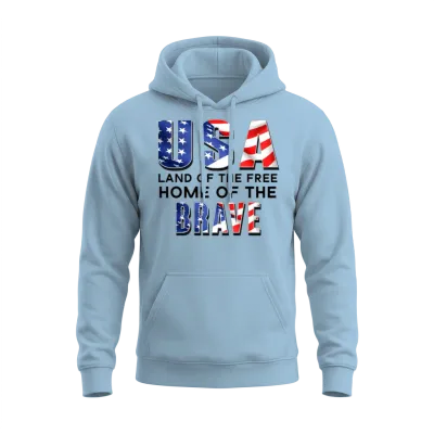Usa Land of the Free Home of the Brave B Shadow Unisex Hoodie - Light Blue