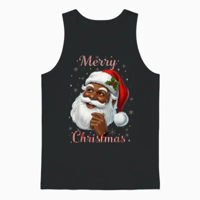African American Santa Christmas Cool Black X-Mas Unisex Tank Top - Black