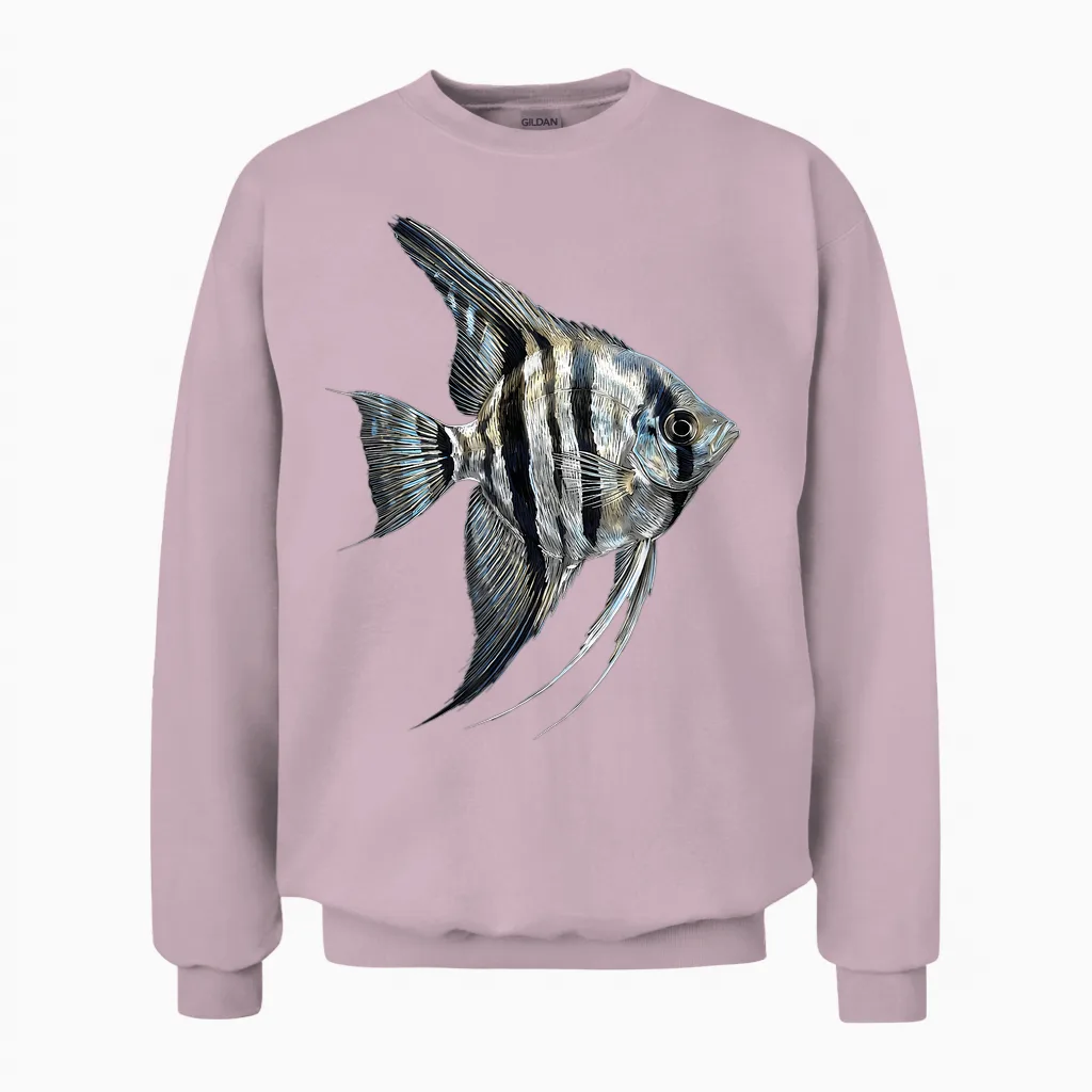 Angelfish Pterophyllum Süßwasser Aquarium Fischhalter Unisex Sweatshirt in Light Pink