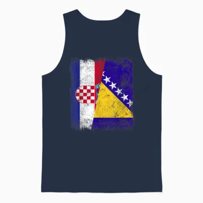 Kroatien Bosnien Und Herzegowina Halbflagge Unisex Tank Top - Navy