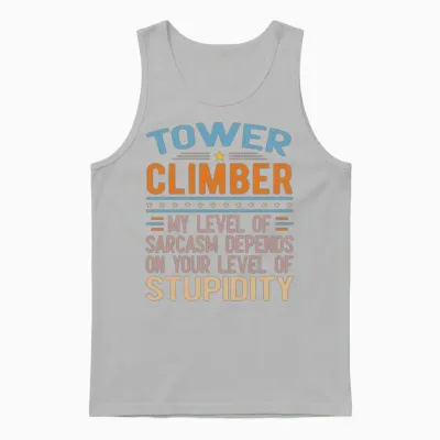 Funny Tower Climber Unisex Tank Top - Ash