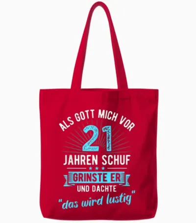 21st Birthday as God Me Ago 21 Years Ago T-Shirt, Black Tote Bags - Red