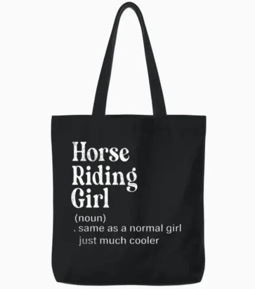 Definition Funny Horse Riding Girl Horse Lover Tote Bags in Black