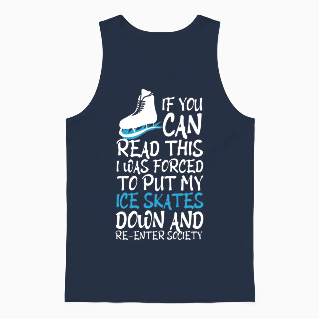 Ice Skating Funny Unisex Tank Top in Navy