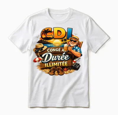 Cadeau Retraité Homme Humour Original Congé Durée Ilimitée Unisex T-Shirt - White