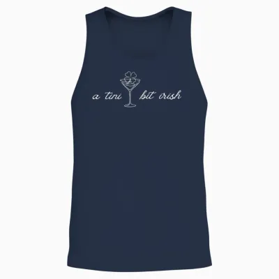 A Tini Bit Irish Lucky Shamrock Ireland St.patrick's Day Unisex Tank Top - Navy