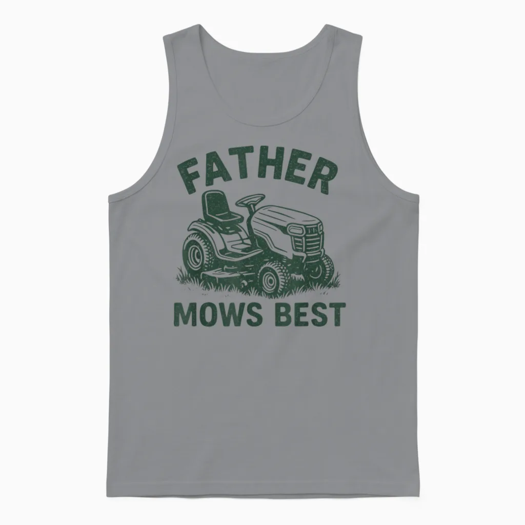 Father Mows Best Retro - Dad Unisex Tank Top in Sport Grey