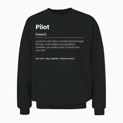 Funny Pilot Unisex Sweatshirt - Black