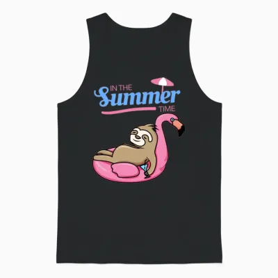 Funny Sloth Summer Unisex Tank Top - Black
