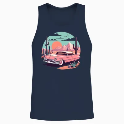 Pink Cadillac Unisex Tank Top - Navy