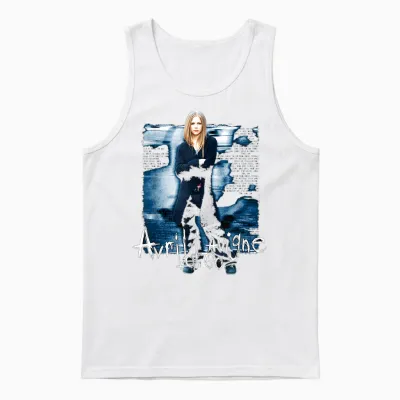 Avril Lavigne Official Let Go T-Shirt - Black, Unisex-Adults, Small, Short Sleeve, Classic Fit, Cotton, Polyester Unisex Tank Top - White