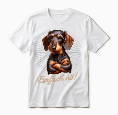 T-Shirt with German Text "einfach Nö! Nein!" Dachshund Teckel T-Shirt, Black Unisex T-Shirt - White