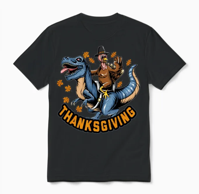 Funny Thanksgiving Holiday Funny Turkey Unisex T-Shirt in Black