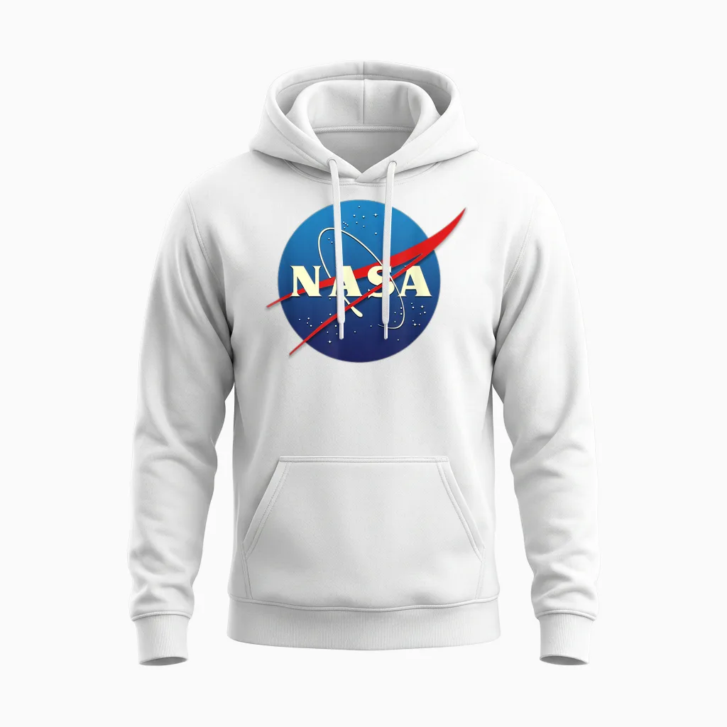 Official Nasa Logo - Modernized T-Shirt, Black Unisex Hoodie in White