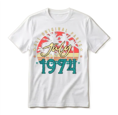 Retro 1974 July Unisex T-Shirt - White