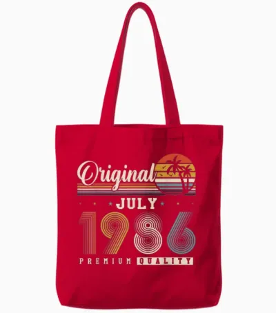 Original July 1986 40th Birthday Vintage Gift Tote Bags - Red