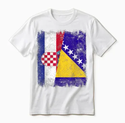 Kroatien Bosnien Und Herzegowina Halbflagge Unisex T-Shirt - White