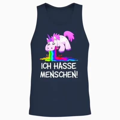 Ich Hasse Menschen Kotzendes Einhorn Unicorn Spaß Kostüm Unisex Tank Top - Navy