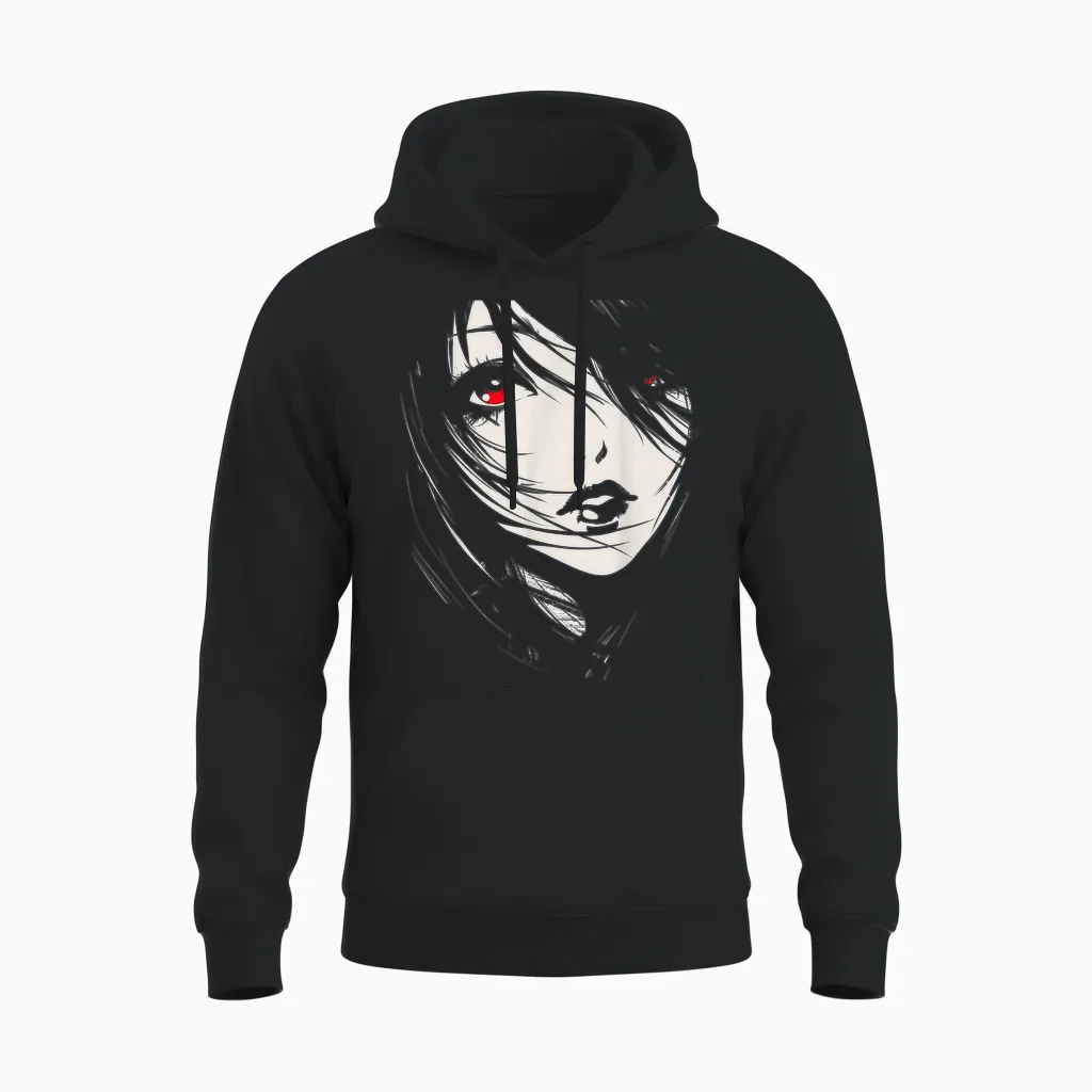 Anime Manga Graphic Illustration Anime T-Shirt, Black, S Unisex Hoodie in Black