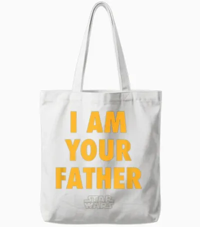 Amazon Essentials Disney | Marvel | Star Wars | Princess Men's Father's Day Graphic Short Sleeve T-Shirt, Black, Small Tote Bags - White