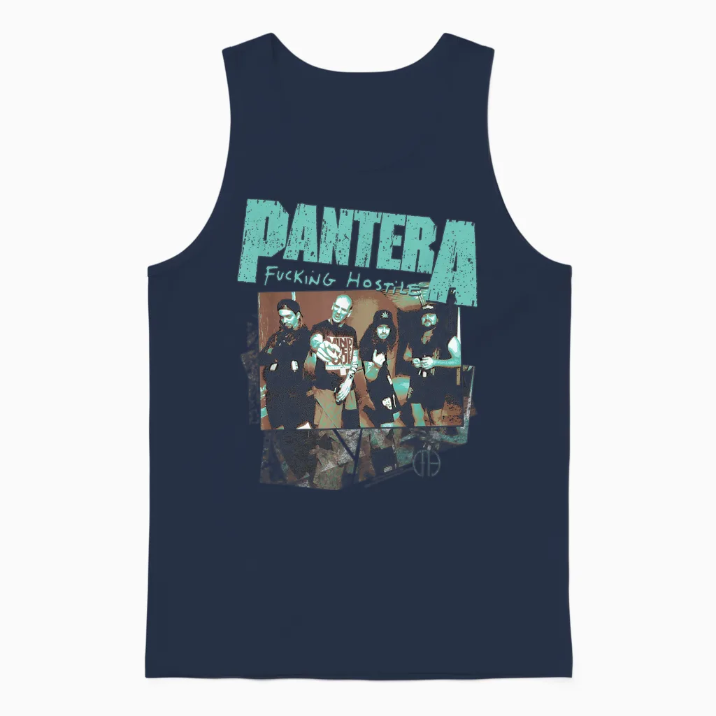 Official Pantera Hostile Retro Band Heavy Metal Vintage Unisex Tank Top in Navy