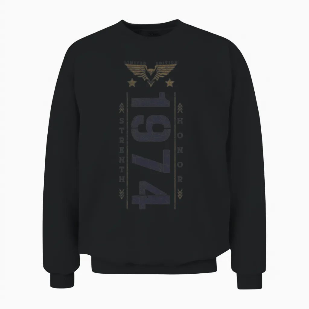 Limited Edition 1974 Birthday Strength and Honor Unisex Sweatshirt in Black