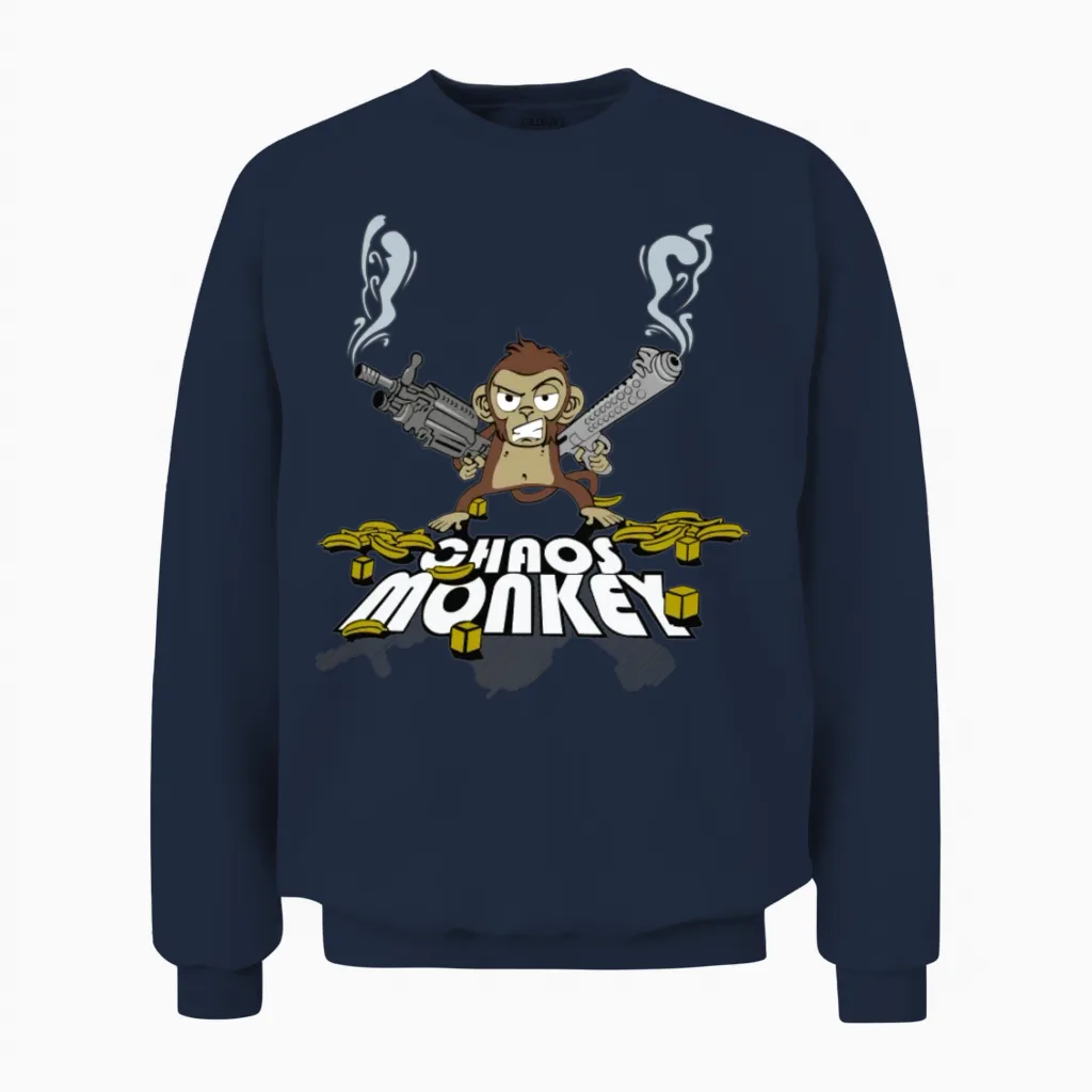 Chaos Monkey Unisex Sweatshirt in Navy