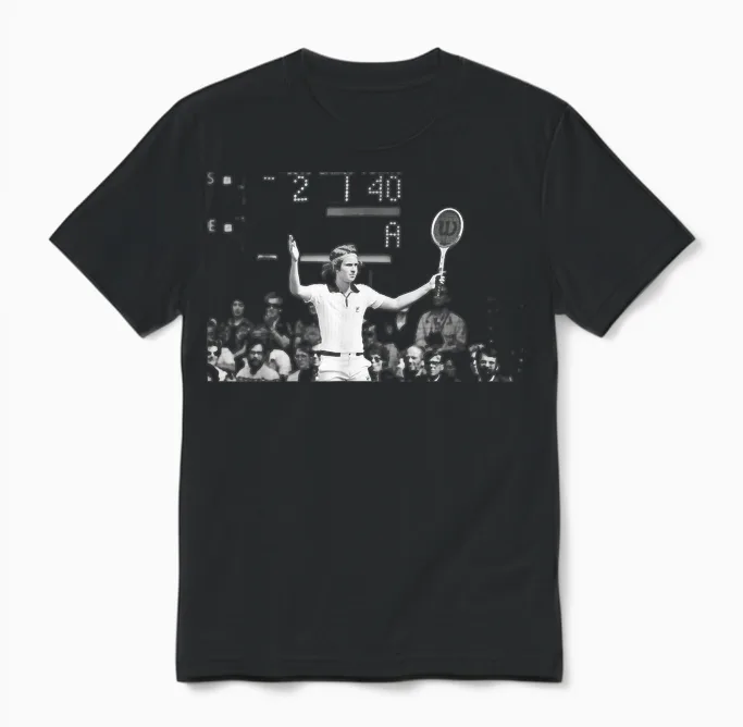 Wimbledon Tennis 1977 John Mcenroe Complains to T-Shirt, Black, S Unisex T-Shirt in Black